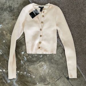 Ribbed cream button down sweater